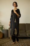 Sarang Kaur_Black Kurta Satin Georgette Hand Embroidery Sequin Chhaaya Thread With Pant _Online_at_Aza_Fashions