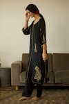 Buy_Sarang Kaur_Black Kurta Satin Georgette Hand Embroidery Sequin Chhaaya Thread With Pant _Online_at_Aza_Fashions