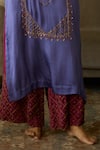 Sarang Kaur_Purple Kurta Satin Georgette Hand Embroidery Sequin Round Diya With Pant _Online_at_Aza_Fashions