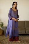 Shop_Sarang Kaur_Purple Kurta Satin Georgette Hand Embroidery Sequin Round Diya With Pant _Online_at_Aza_Fashions