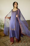 Buy_Sarang Kaur_Purple Organza Silk Hand Embroidery Sequin Diya Dupatta _at_Aza_Fashions