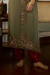 Buy_Sarang Kaur_Green Kurta Satin Georgette Hand Embroidery Sequin Saanjh Thread With Pant 