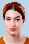 Moyolu_Brown Embroidery Horse Motif Headband _Online_at_Aza_Fashions