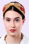 Moyolu_Brown Embroidery Scorpio Motif Headband _Online_at_Aza_Fashions