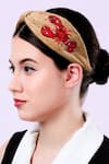 Shop_Moyolu_Brown Embroidery Scorpio Motif Headband _Online_at_Aza_Fashions