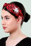 Shop_Moyolu_Red Embroidery Spider Motif Headband _Online_at_Aza_Fashions