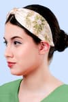 Shop_Moyolu_Brown Embroidery Floral Bloom Headband _Online_at_Aza_Fashions