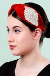 Shop_Moyolu_Red Embroidery Floral Cluster Headband _Online_at_Aza_Fashions