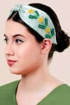 Shop_Moyolu_Blue Embroidery Sunflower Headband _Online_at_Aza_Fashions