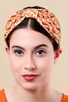 Moyolu_Orange Embroidery Abstract Beads Headband _Online_at_Aza_Fashions