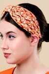 Shop_Moyolu_Orange Embroidery Abstract Beads Headband _Online_at_Aza_Fashions