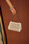 The Leather Garden_Ivory Adia Embellished Potli Bag _at_Aza_Fashions