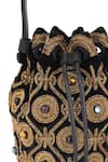 The Leather Garden_Black Dabka Afreen Mughal Embroidered Potli Bag _Online_at_Aza_Fashions