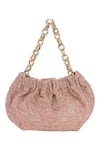 The Leather Garden_Pink Cutdana Aarzoo Embellished Potli Bag _at_Aza_Fashions