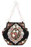 Shop_The Leather Garden_Black Thread Hasrat Floral Embroidered Bag _Online_at_Aza_Fashions