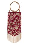 Shop_The Leather Garden_Maroon Dabka Jodha Embroidered Bag _at_Aza_Fashions