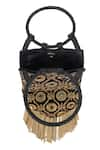 Shop_The Leather Garden_Black Stones Navratan Embellished Potli Bag _Online_at_Aza_Fashions