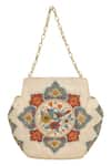 Buy_The Leather Garden_Beige Crewel Nishat Embellished Potli Bag 