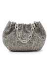 Shop_The Leather Garden_Silver Raunaq Embellished Bag _at_Aza_Fashions