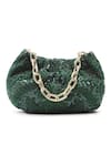 Shop_The Leather Garden_Green Zeba Embellished Potli Bag _at_Aza_Fashions