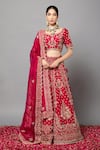 Buy_mehar_Magenta Raw Silk Hand Embroidered Zardozi Peacock Motif Bridal Lehenga Set _at_Aza_Fashions