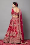 mehar_Magenta Raw Silk Hand Embroidered Zardozi Peacock Motif Bridal Lehenga Set _Online_at_Aza_Fashions