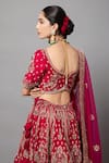 Buy_mehar_Magenta Raw Silk Hand Embroidered Zardozi Peacock Motif Bridal Lehenga Set _Online_at_Aza_Fashions