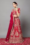 Shop_mehar_Magenta Raw Silk Hand Embroidered Zardozi Peacock Motif Bridal Lehenga Set _Online_at_Aza_Fashions