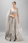 Buy_mehar_Grey Raw Silk Hand Embroidered Resham Scoop Lehenga Set _Online_at_Aza_Fashions