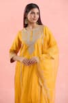 Buy_Samyukta Singhania_Yellow Kurta Dupion Silk Embroidered Dori Round Pant Set _Online_at_Aza_Fashions