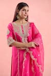 Buy_Samyukta Singhania_Fuchsia Kurta Dupion Silk Embroidered Dori Round Pant Set _Online_at_Aza_Fashions