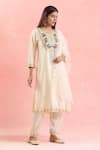 Buy_Samyukta Singhania_Cream Kurta Dupion Silk Embroidered Gota Round Set 