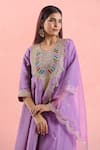 Buy_Samyukta Singhania_Purple Anarkali And Dupatta Organza Embroidered Gota Round Set 