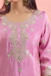 Samyukta Singhania_Pink Kurta And Dupatta Organza Embroidered Gota Round & Dori Work Set _at_Aza_Fashions