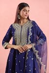 Buy_Samyukta Singhania_Blue Anarkali And Pant Georgette Embroidered Gota Round & Dori Set _Online_at_Aza_Fashions