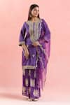 Buy_Samyukta Singhania_Purple Kurta Chanderi Silk Embroidered Gota Round Sharara Set _Online_at_Aza_Fashions