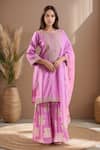 Buy_Samyukta Singhania_Pink Kurta Chanderi Silk Embroidered Gota Round Dori Set _at_Aza_Fashions