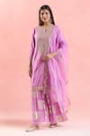 Buy_Samyukta Singhania_Pink Kurta Chanderi Silk Embroidered Gota Round Dori Set _Online_at_Aza_Fashions