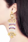 Buy_ORNAMAAS_Multi Color Cubic Zirconia Phool Embellished Chandelier Earrings _at_Aza_Fashions