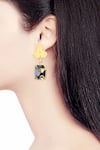 Buy_ORNAMAAS_Gold Plated Cubic Zirconia Quad Clover Bloom Embellished Earrings _at_Aza_Fashions