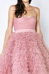 Buy_Shivani Awasty_Pink Net Corset Ruffle Gown _Online_at_Aza_Fashions