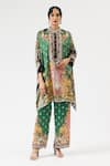 Buy_Rajdeep Ranawat_Green Modal Satin Printed Garden Permaz Palazzo _at_Aza_Fashions