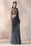 Buy_Chaashni by Maansi and Ketan_Grey Lycra Embroidered Nalki High Pre-draped Saree With Blouse _Online_at_Aza_Fashions