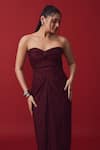 Buy_Label Frow_Maroon Embroidery Floral Sweetheart Neck Azula Strapless Gown _Online_at_Aza_Fashions