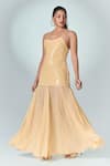 Buy_Label Frow_Yellow Sequins Viscose Embellished Scoop Neck Meloni Gown _at_Aza_Fashions