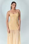 Shop_Label Frow_Yellow Sequins Viscose Embellished Scoop Neck Meloni Gown _Online_at_Aza_Fashions