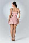 Label Frow_Pink Sequins Viscose Embellished V Neck Sugar Mini Dress _Online_at_Aza_Fashions