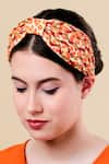 Buy_Moyolu_Orange Embroidery Abstract Beads Headband _at_Aza_Fashions