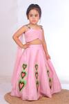 Buy_Turqidz by Shweta Aggarwal_Pink Dupion Silk Embroidered Heart Applique Bustier And Lehenga Set _at_Aza_Fashions