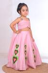 Shop_Turqidz by Shweta Aggarwal_Pink Dupion Silk Embroidered Heart Applique Bustier And Lehenga Set _at_Aza_Fashions